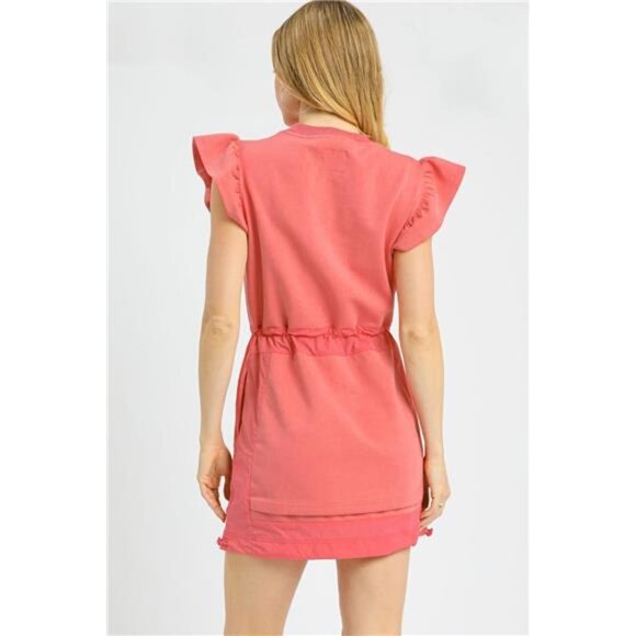 NWt Umgee Luxe knit‎ Ruffle Sleeve Drawstring Mini Dress - Picture 3 of 3